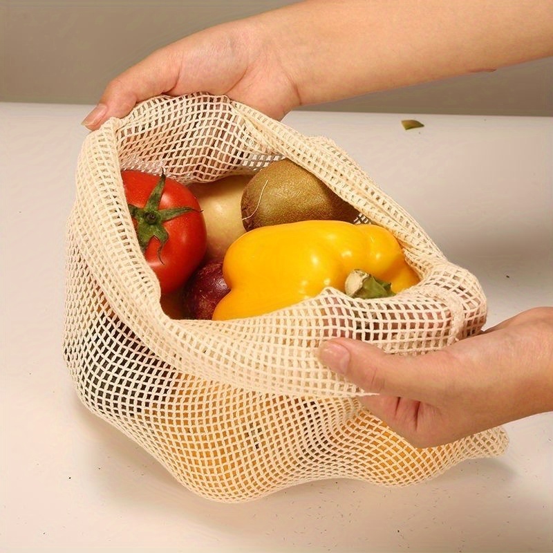Produce Bag Reusable Mesh - 1 szt. Bawełniane siatkowe torby wielokrotnego