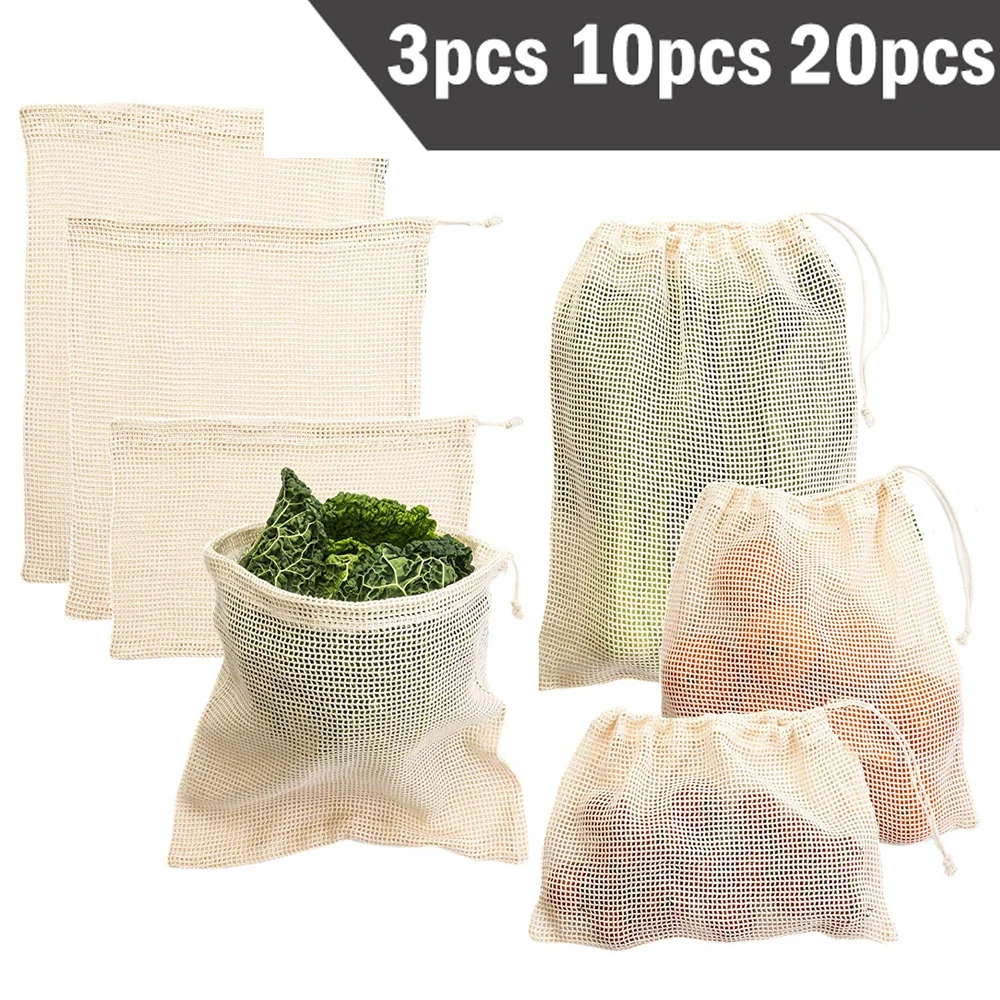 Produce Bag Reusable Mesh - 3 6 10 sztuk wielokrotnego użytku