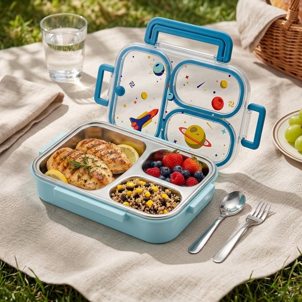 Food Storage Safety - Uroczy pojemnik na lunch z przegródkami,