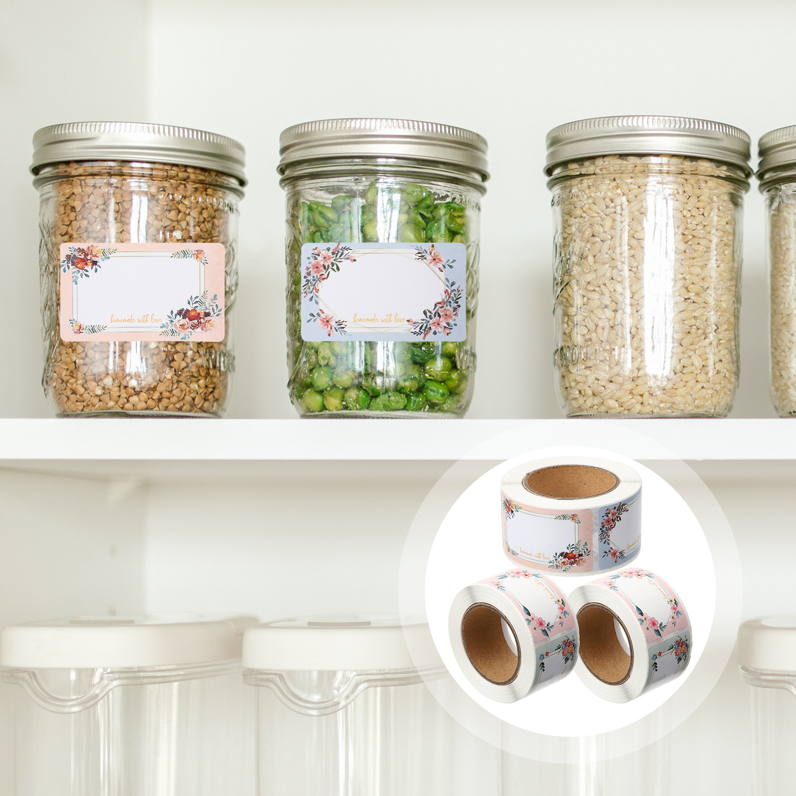 3 rolki pustych etykiet z możl – Food Storage Jar Labels recenzja i cena