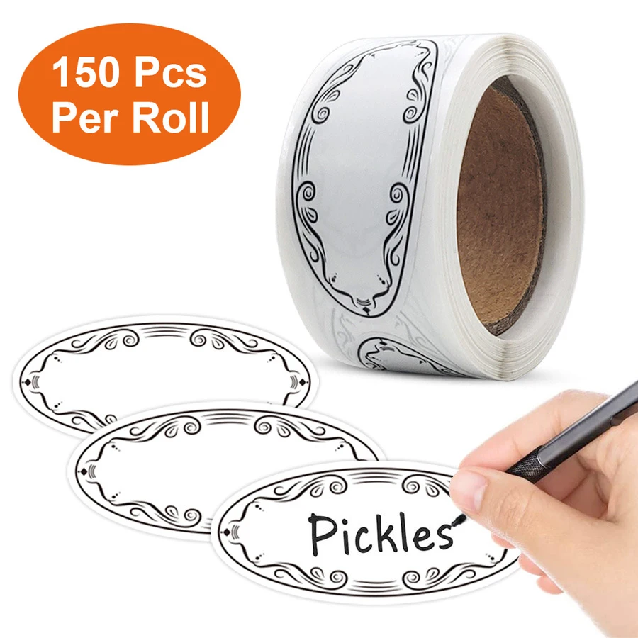 150 sztuk, owalne etykiety do  – Food Storage Jar Labels recenzja i cena
