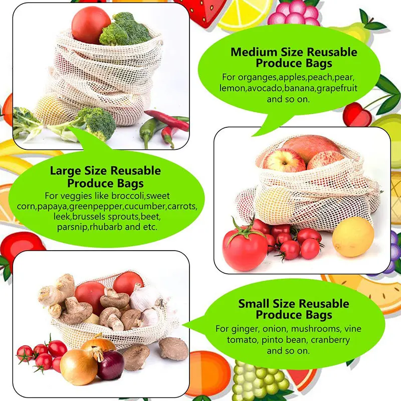 3 6 10 sztuk wielokrotnego uży – Produce Bag Reusable Mesh recenzja i cena