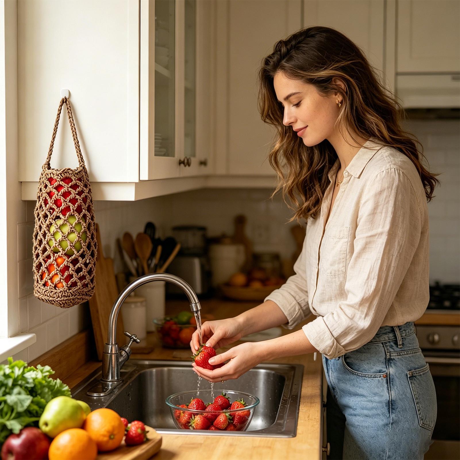 Torba na warzywa w stylu boho, – Produce Bag Reusable Mesh recenzja i cena